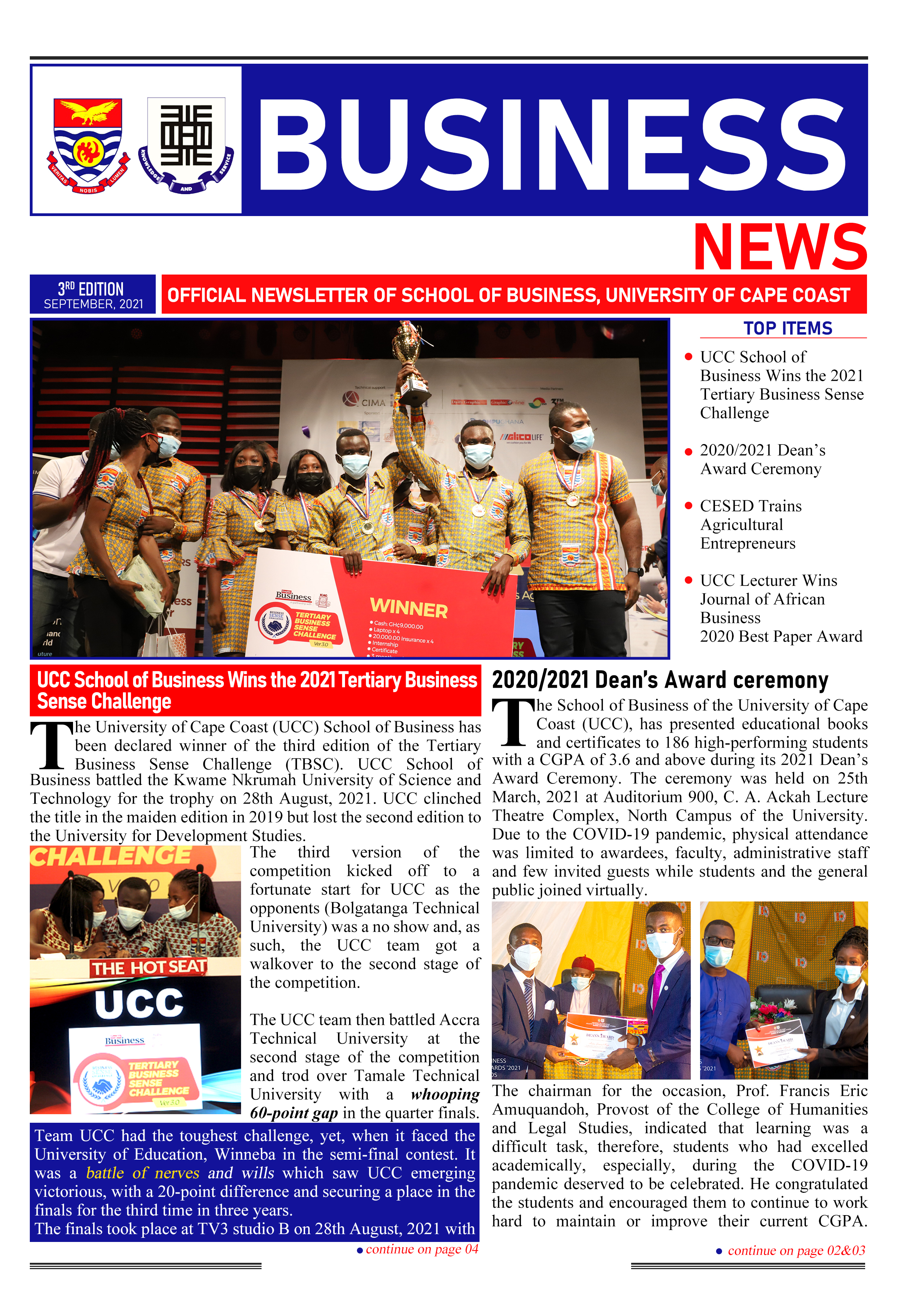 SoB Newsletter front page